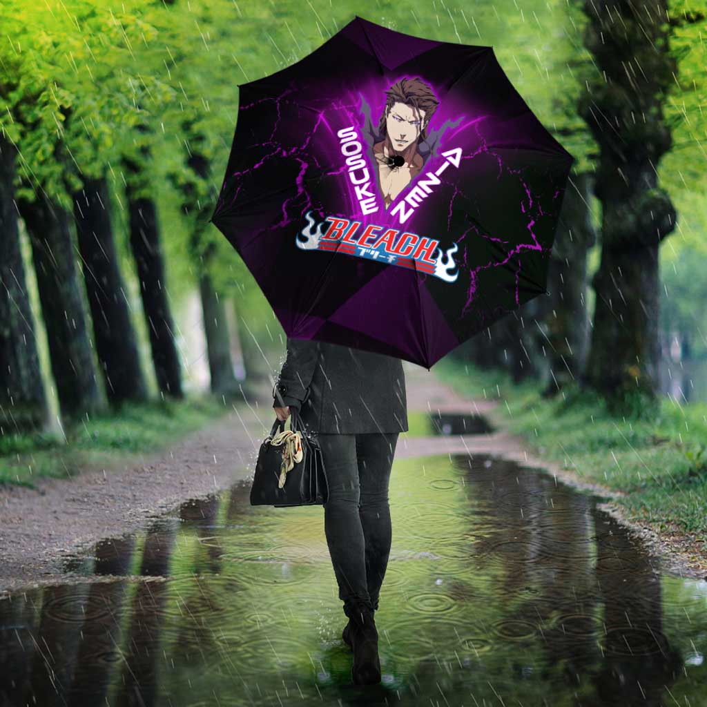 Sosuke Aizen Umbrella Neon Purple Anime Energy Aura Illustration