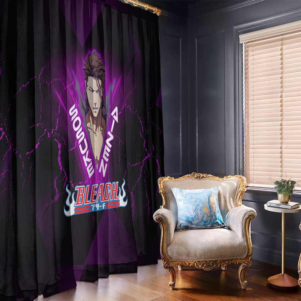 Sosuke Aizen Window Curtain Neon Purple Anime Energy Aura Illustration