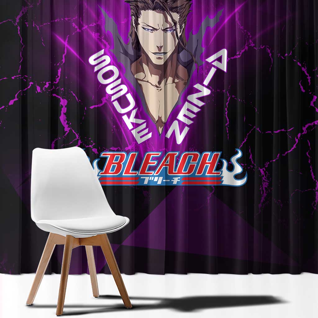 Sosuke Aizen Window Curtain Neon Purple Anime Energy Aura Illustration