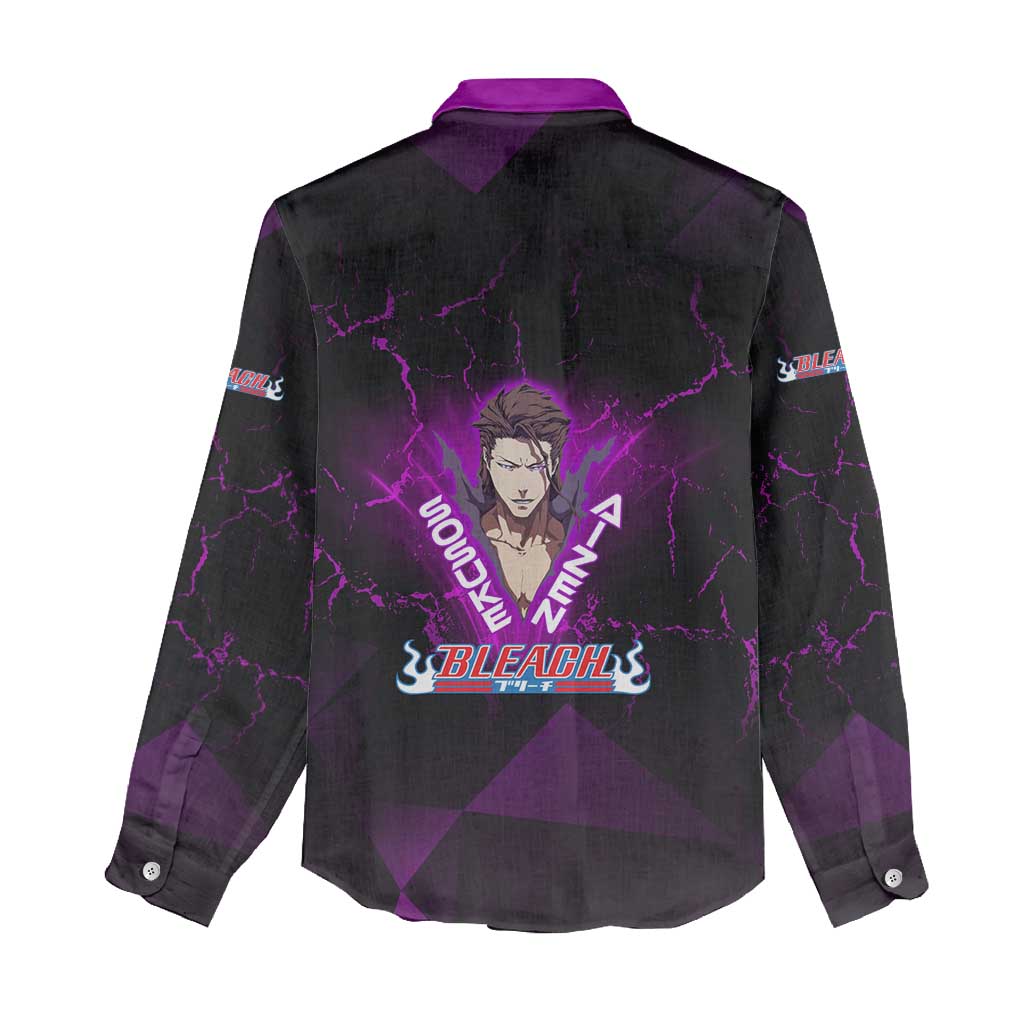 Sosuke Aizen Women Casual Shirt Neon Purple Anime Energy Aura Illustration