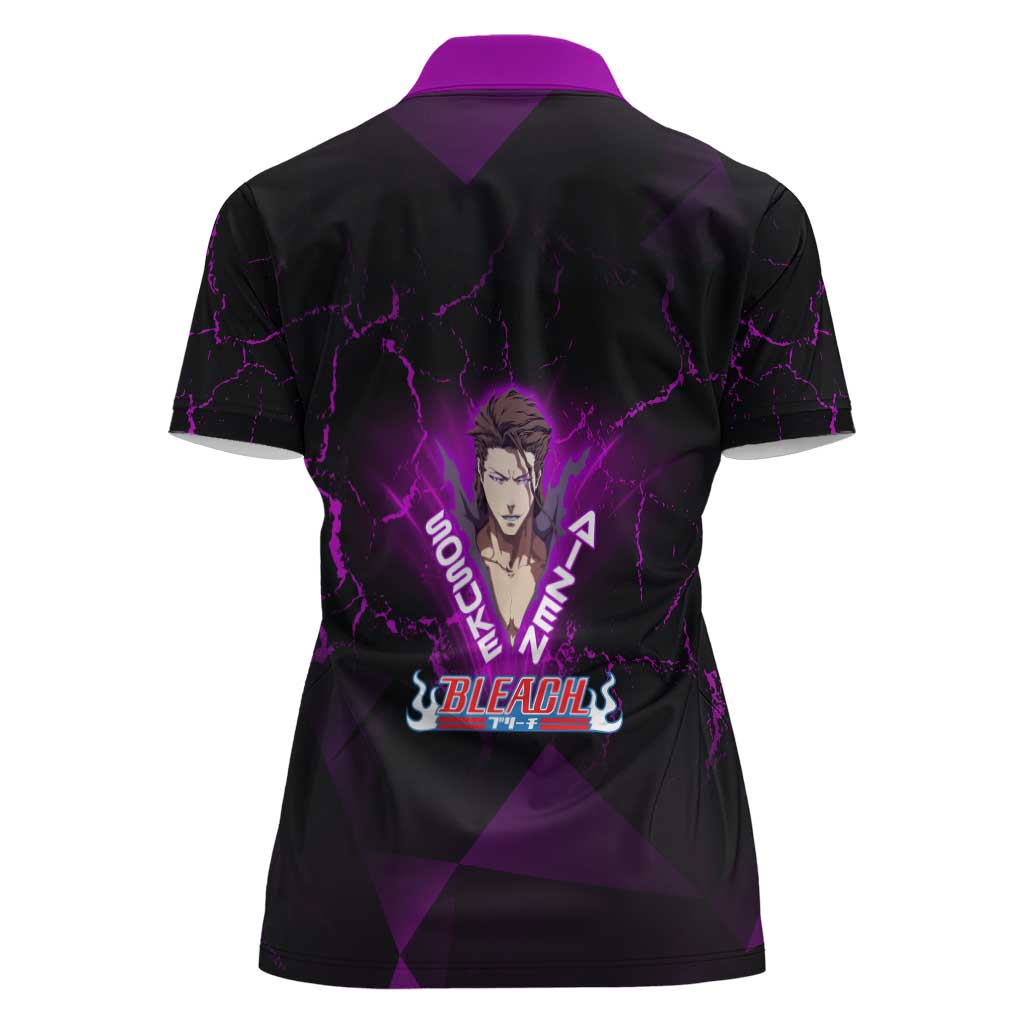 Sosuke Aizen Women Polo Shirt Neon Purple Anime Energy Aura Illustration