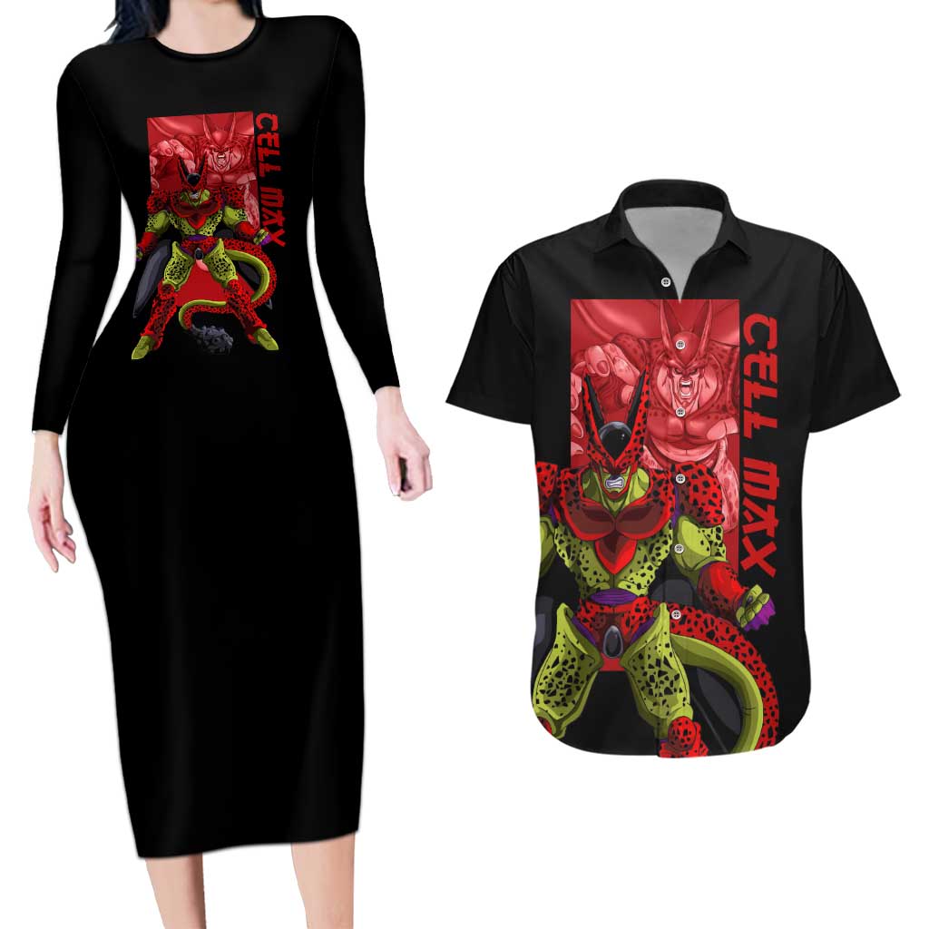 Cell Max - Dragon Ball Couples Matching Long Sleeve Bodycon Dress and Hawaiian Shirt Anime Art Style - The Mazicc