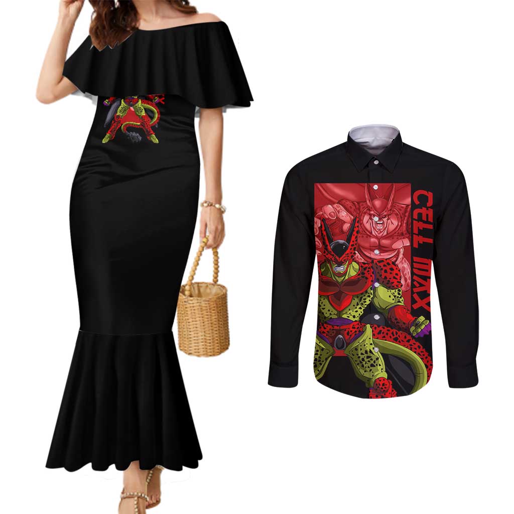 Cell Max - Dragon Ball Couples Matching Mermaid Dress and Long Sleeve Button Shirt Anime Art Style - The Mazicc
