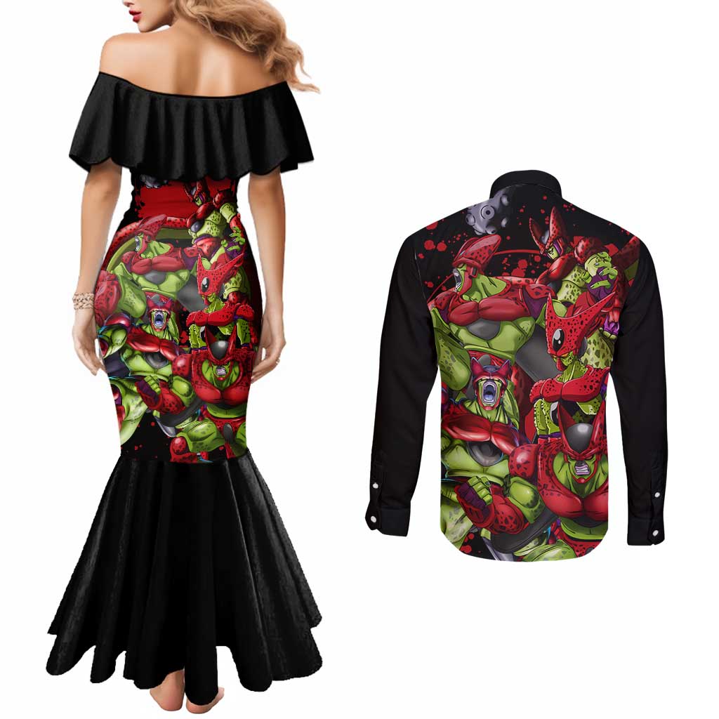 Cell Max - Dragon Ball Couples Matching Mermaid Dress and Long Sleeve Button Shirt Anime Art Style - The Mazicc
