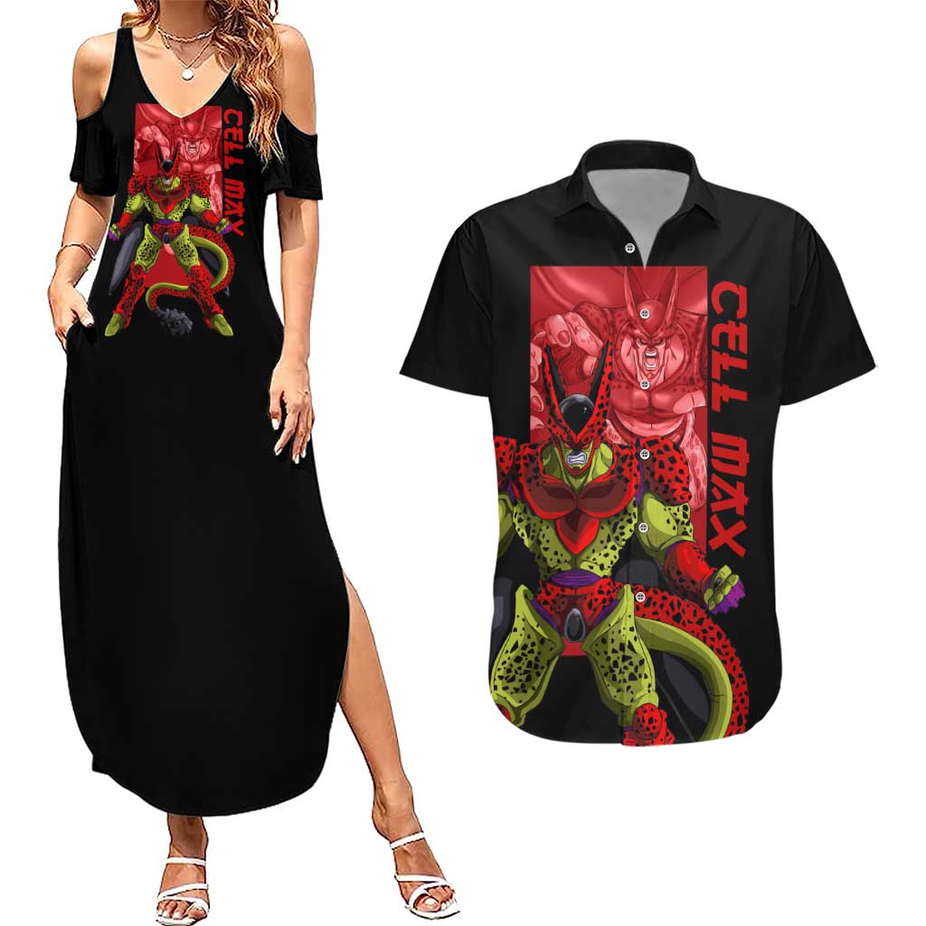 Cell Max - Dragon Ball Couples Matching Summer Maxi Dress and Hawaiian Shirt Anime Art Style - The Mazicc