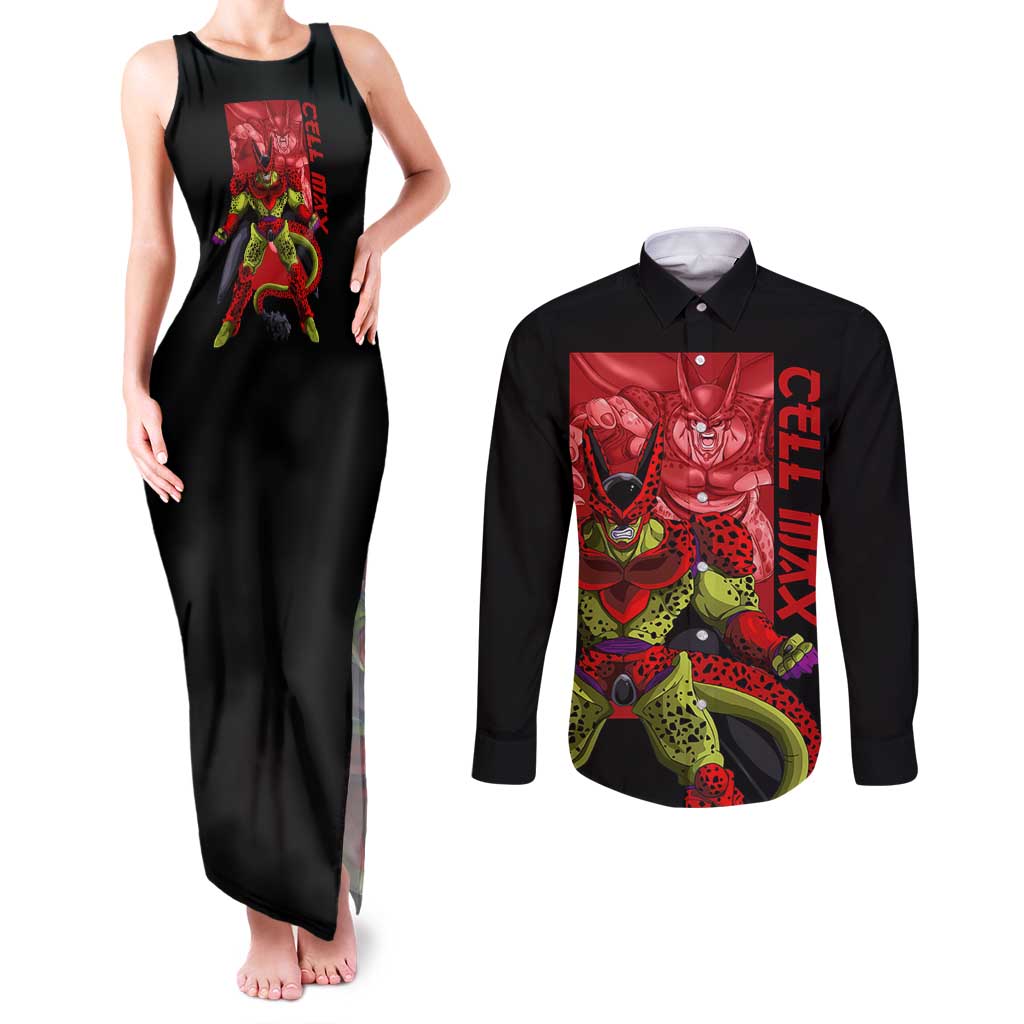 Cell Max - Dragon Ball Couples Matching Tank Maxi Dress and Long Sleeve Button Shirt Anime Art Style - The Mazicc