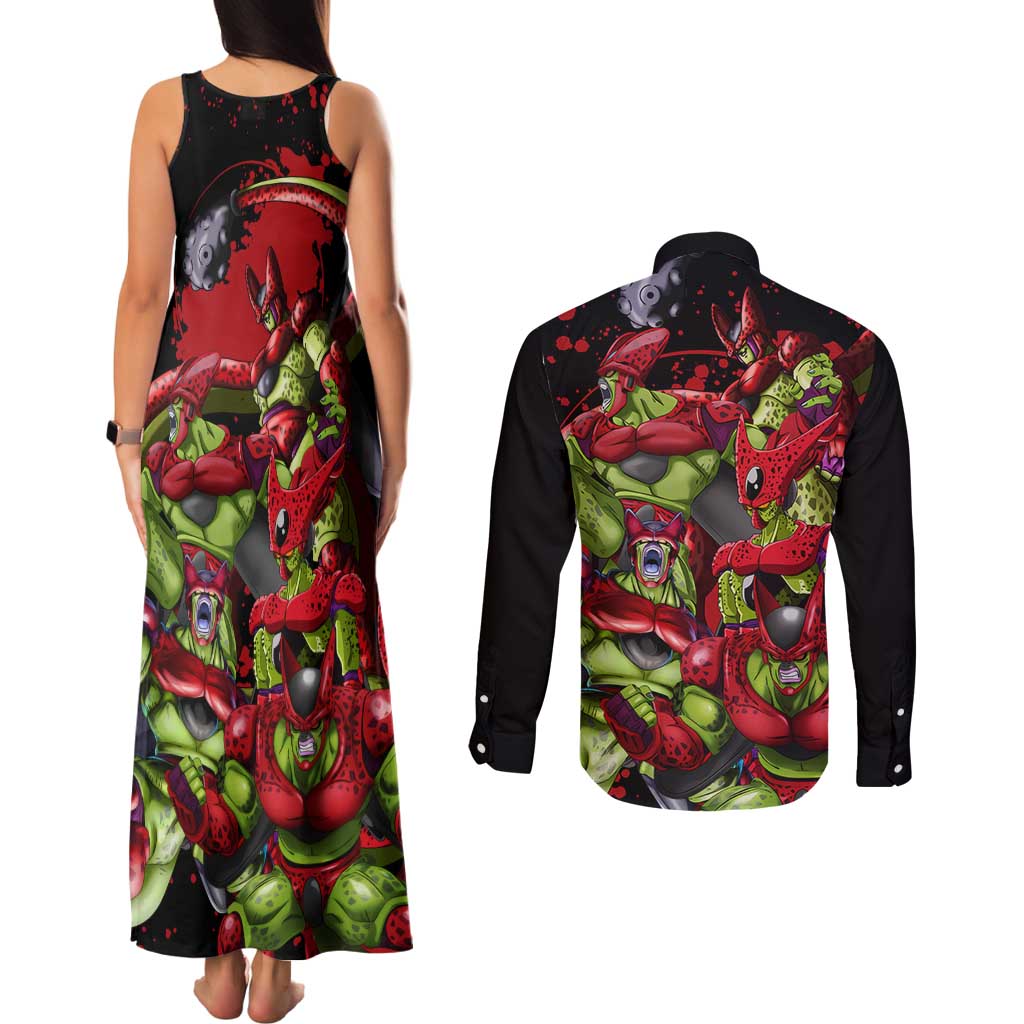Cell Max - Dragon Ball Couples Matching Tank Maxi Dress and Long Sleeve Button Shirt Anime Art Style - The Mazicc