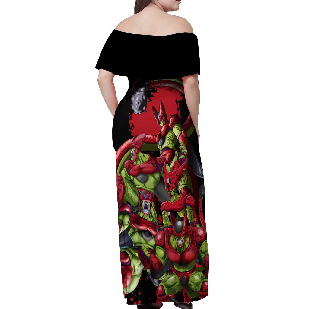 Cell Max - Dragon Ball Off Shoulder Maxi Dress Anime Art Style - The Mazicc