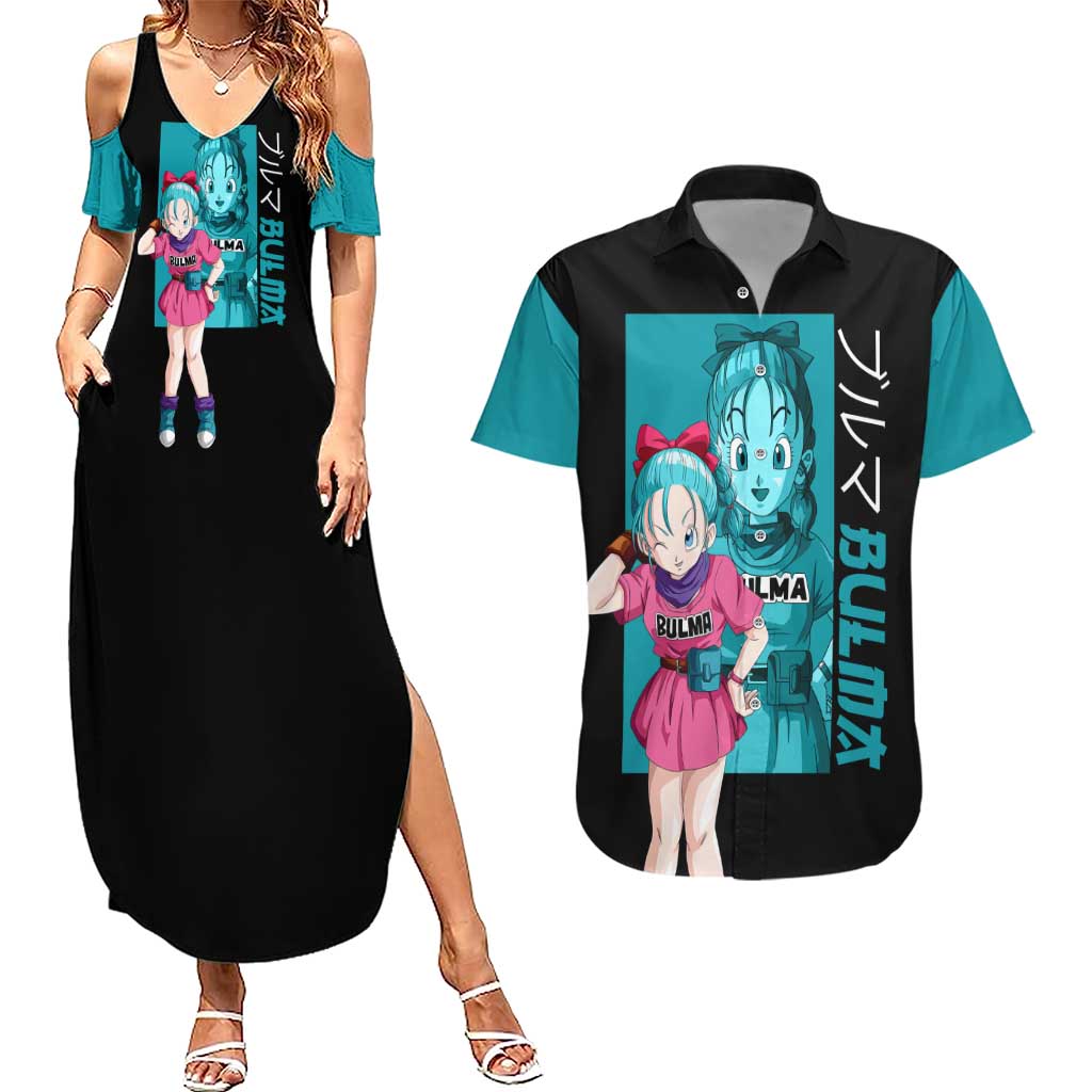 Bulma - Dragon Ball Couples Matching Summer Maxi Dress and Hawaiian Shirt Anime Art Style - The Mazicc
