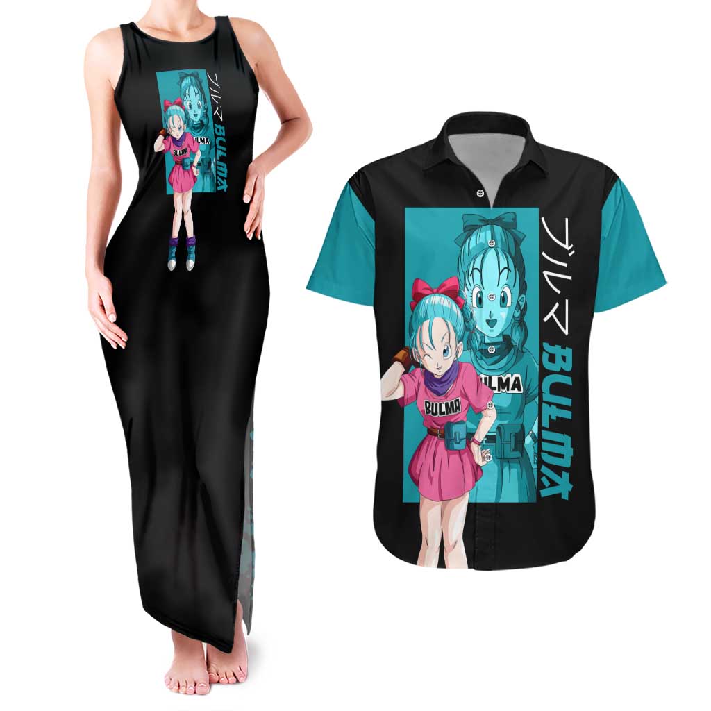 Bulma - Dragon Ball Couples Matching Tank Maxi Dress and Hawaiian Shirt Anime Art Style - The Mazicc