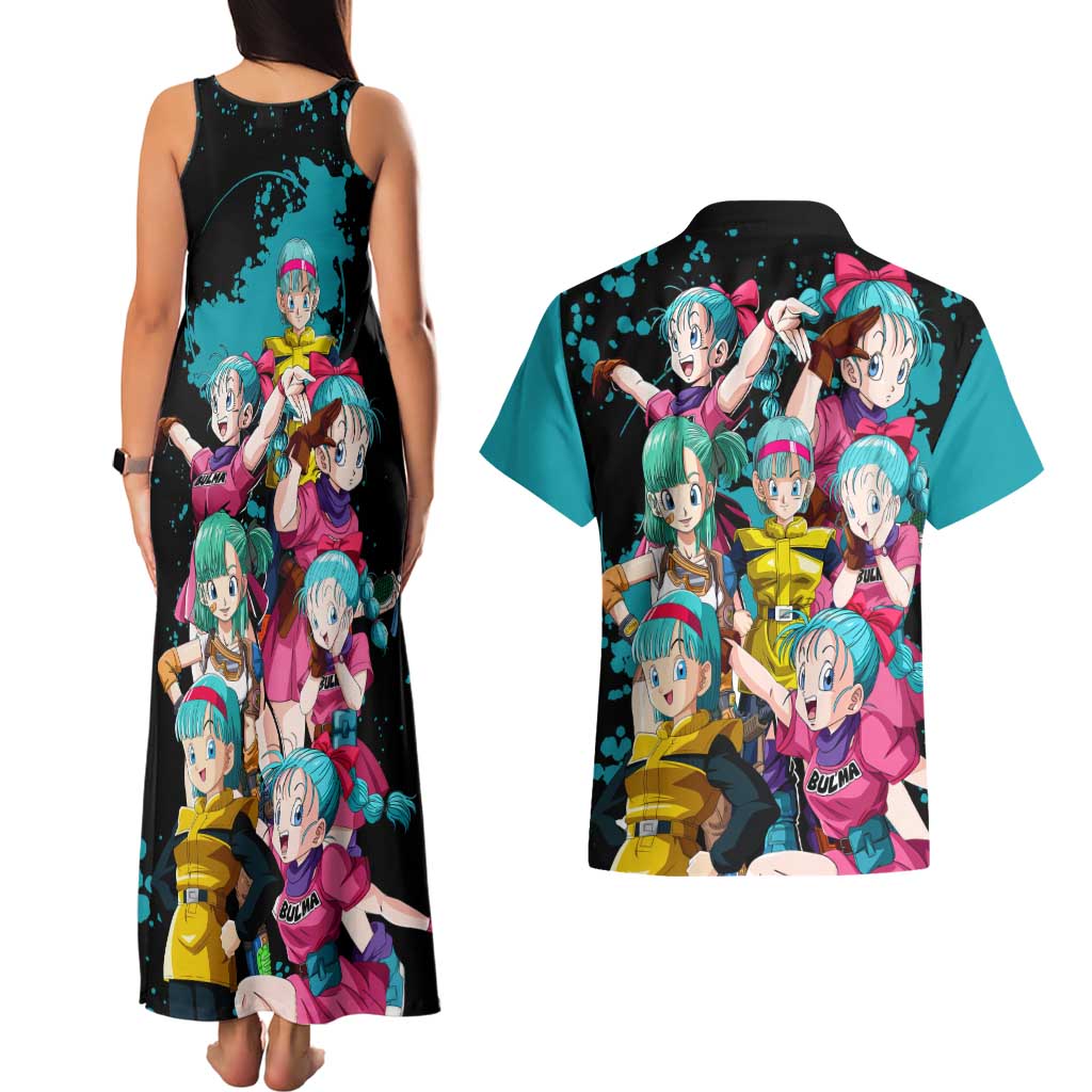 Bulma - Dragon Ball Couples Matching Tank Maxi Dress and Hawaiian Shirt Anime Art Style - The Mazicc
