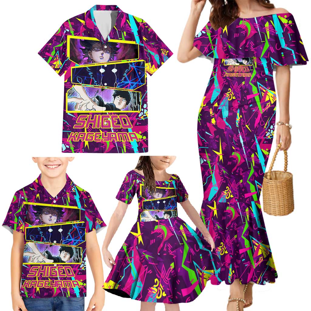 Shigeo Kageyama - Mob Psycho 100 Family Matching Mermaid Dress and Hawaiian Shirt Anime Style