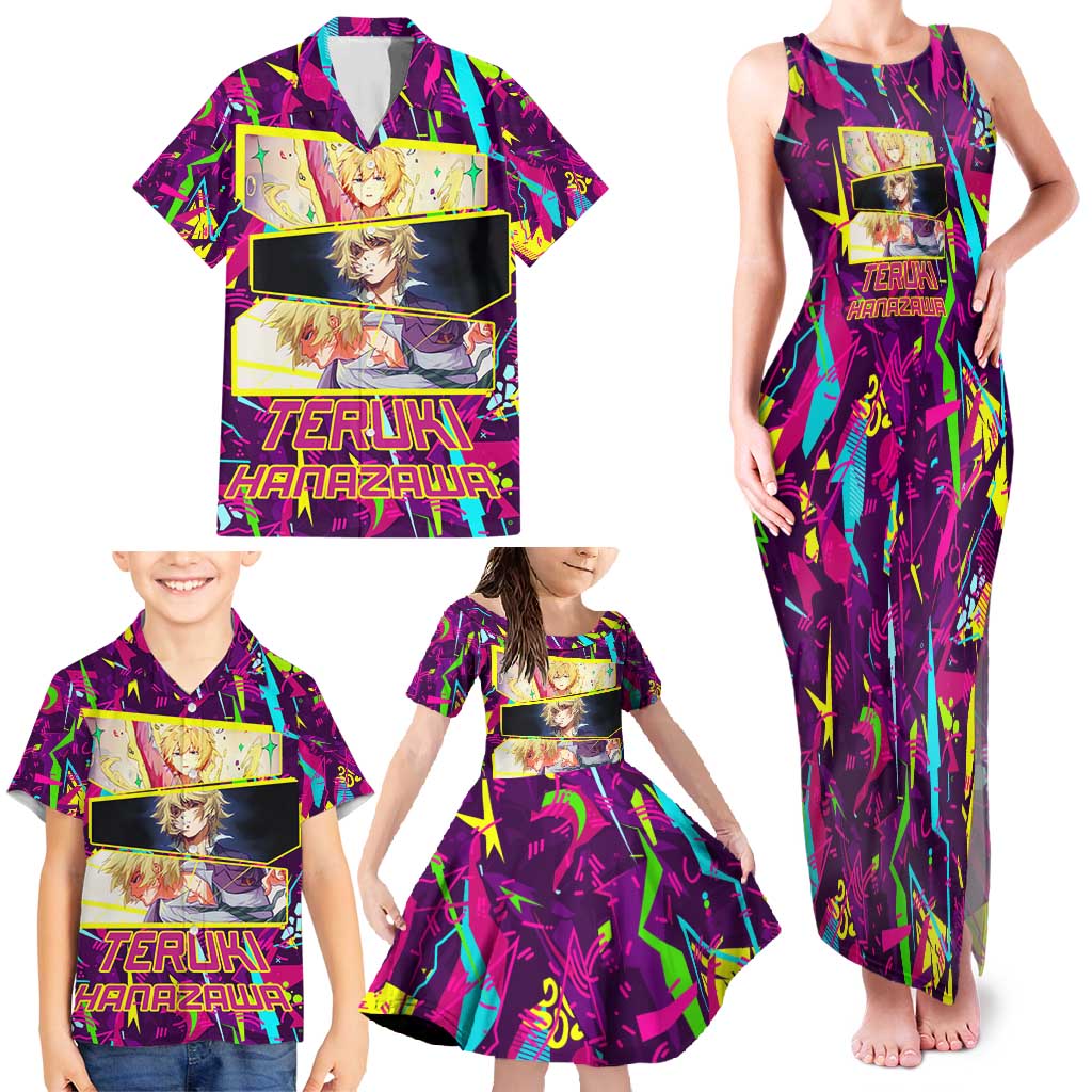 Teruki Hanazaw - Mob Psycho 100 Family Matching Tank Maxi Dress and Hawaiian Shirt Anime Style