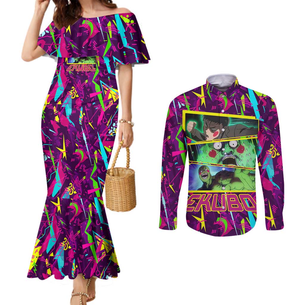 Ekubo - Mob Psycho 100 Couples Matching Mermaid Dress and Long Sleeve Button Shirt Anime Style