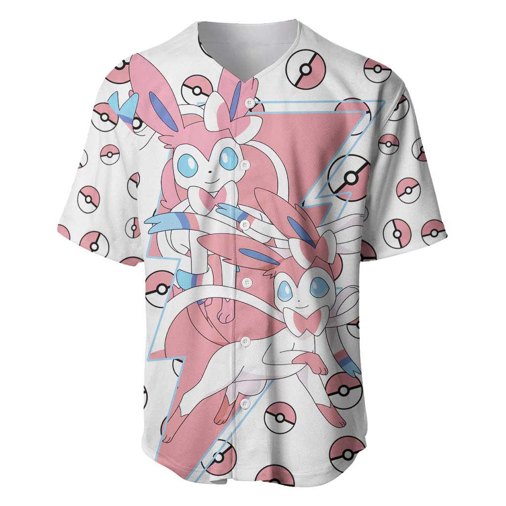 Sylveon - Poke Ball Baseball Jersey Anime Style