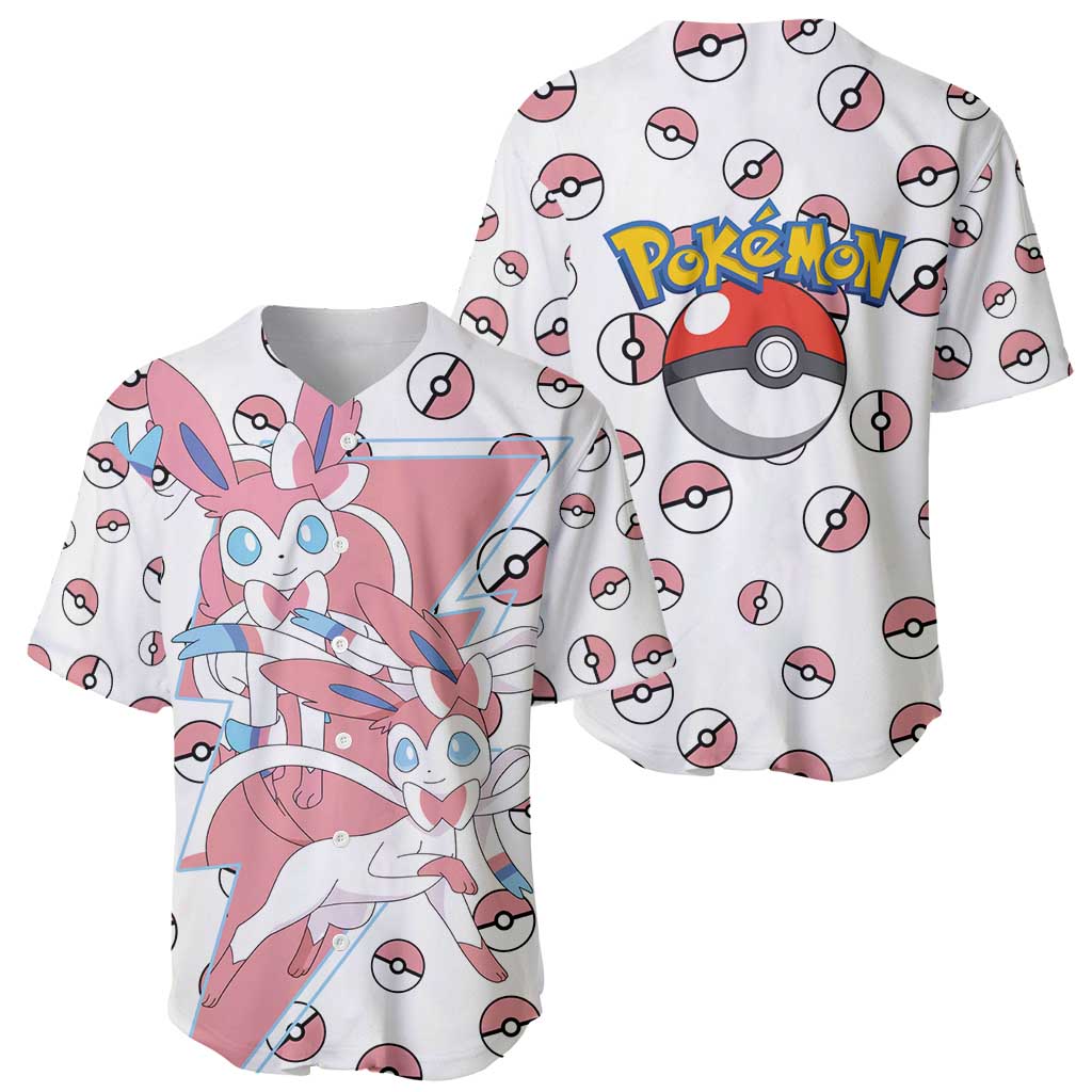 Sylveon - Poke Ball Baseball Jersey Anime Style