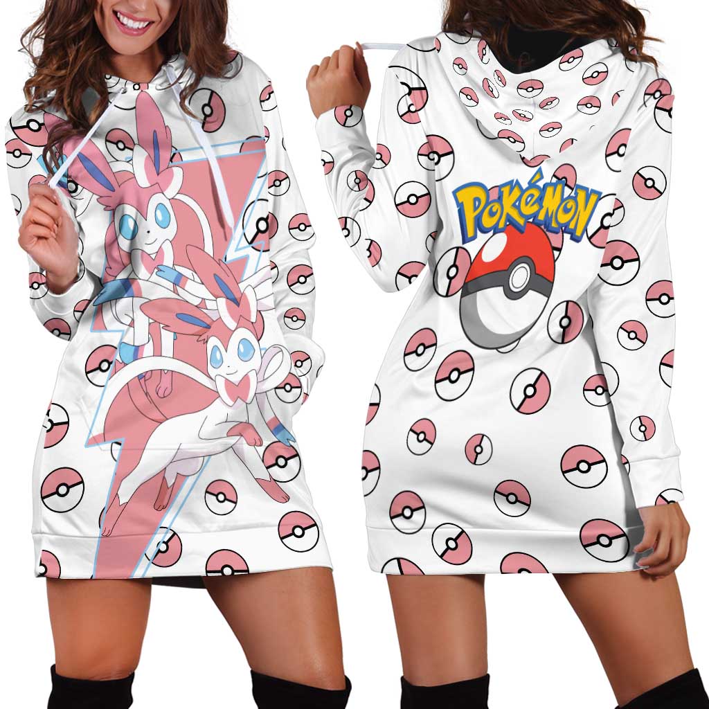 Sylveon - Poke Ball Hoodie Dress Anime Style
