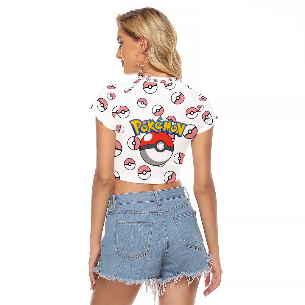 Sylveon - Poke Ball Raglan Cropped T Shirt Anime Style