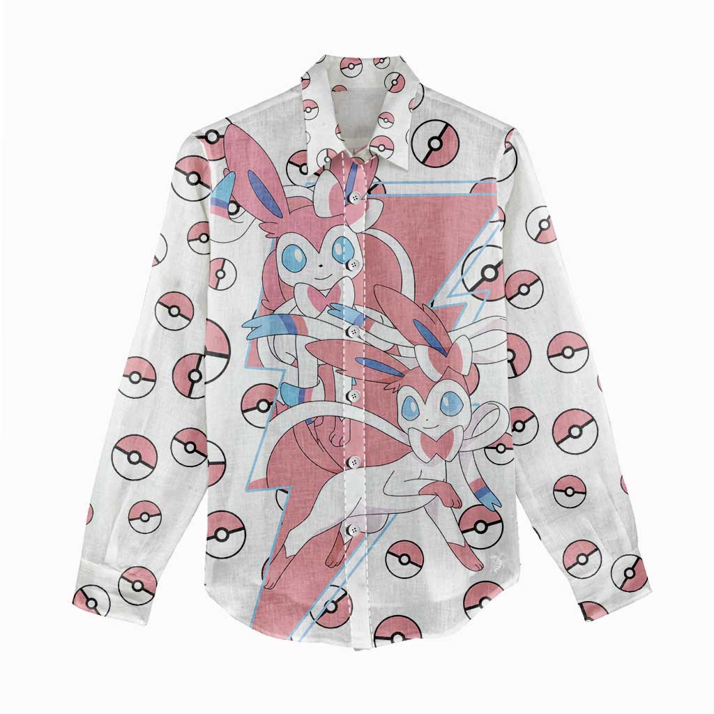 Sylveon - Poke Ball Women Casual Shirt Anime Style