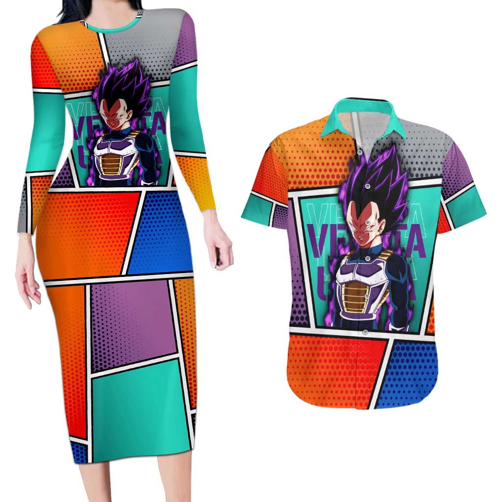 - Dragon Ball Couples Matching Long Sleeve Bodycon Dress and Hawaiian Shirt Anime Style