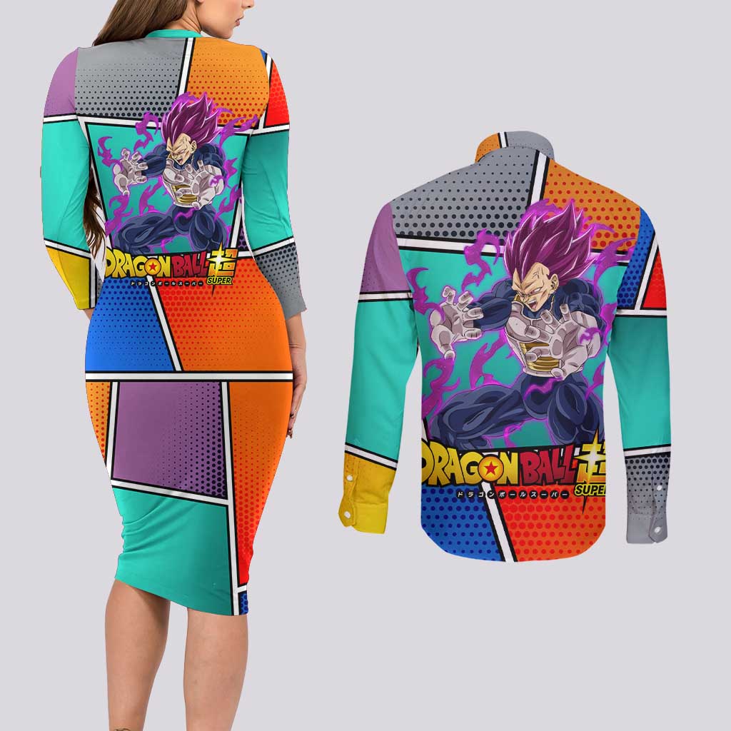 - Dragon Ball Couples Matching Long Sleeve Bodycon Dress and Long Sleeve Button Shirt Anime Style