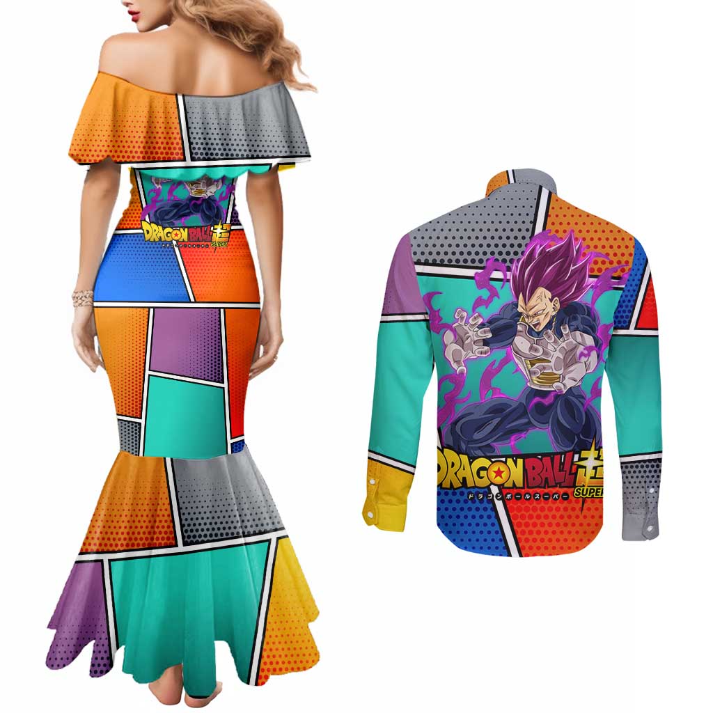 - Dragon Ball Couples Matching Mermaid Dress and Long Sleeve Button Shirt Anime Style