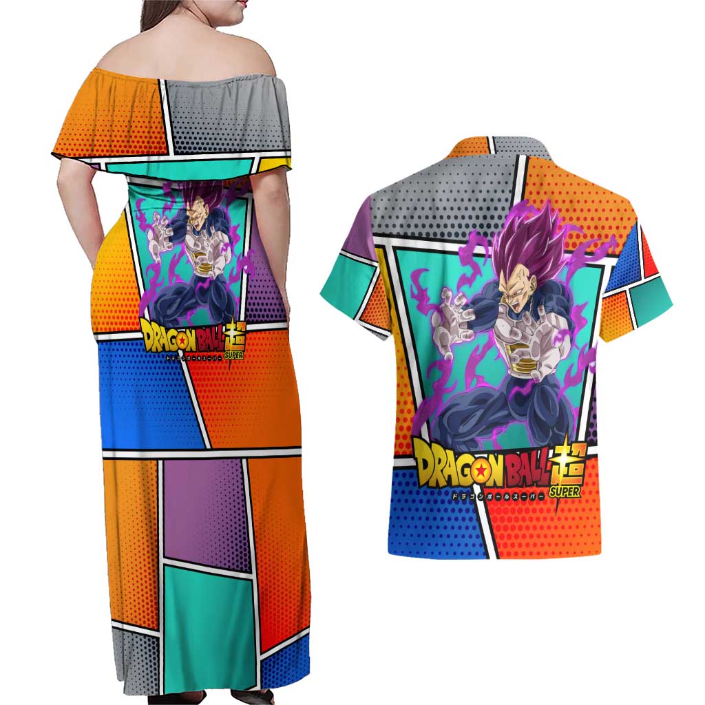 - Dragon Ball Couples Matching Off Shoulder Maxi Dress and Hawaiian Shirt Anime Style