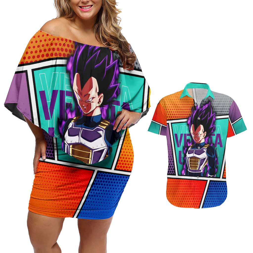 - Dragon Ball Couples Matching Off Shoulder Short Dress and Hawaiian Shirt Anime Style