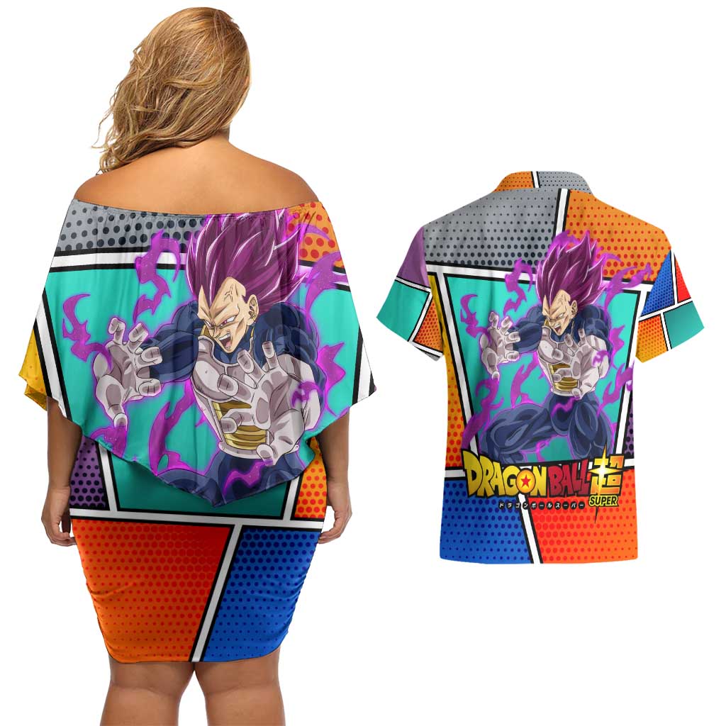 - Dragon Ball Couples Matching Off Shoulder Short Dress and Hawaiian Shirt Anime Style