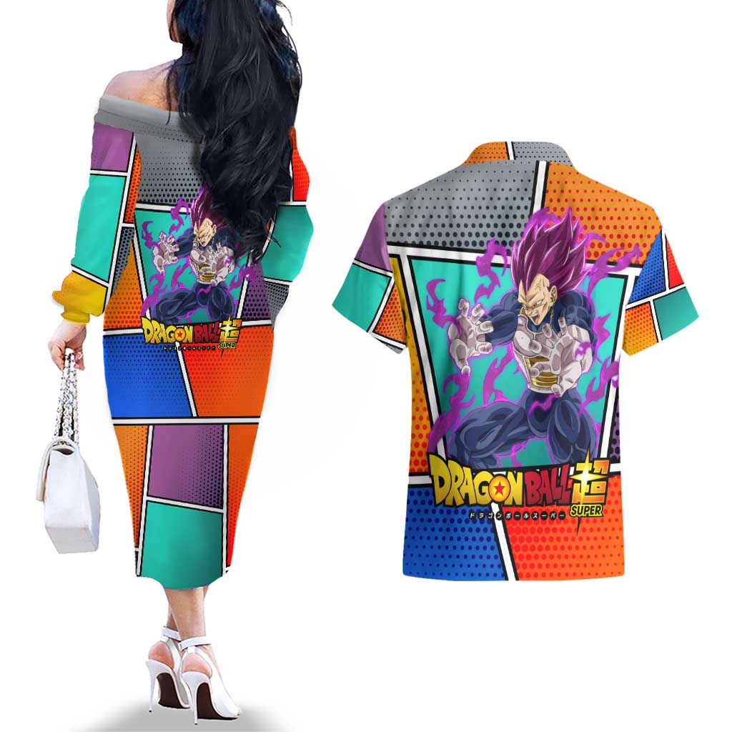 - Dragon Ball Couples Matching Off The Shoulder Long Sleeve Dress and Hawaiian Shirt Anime Style