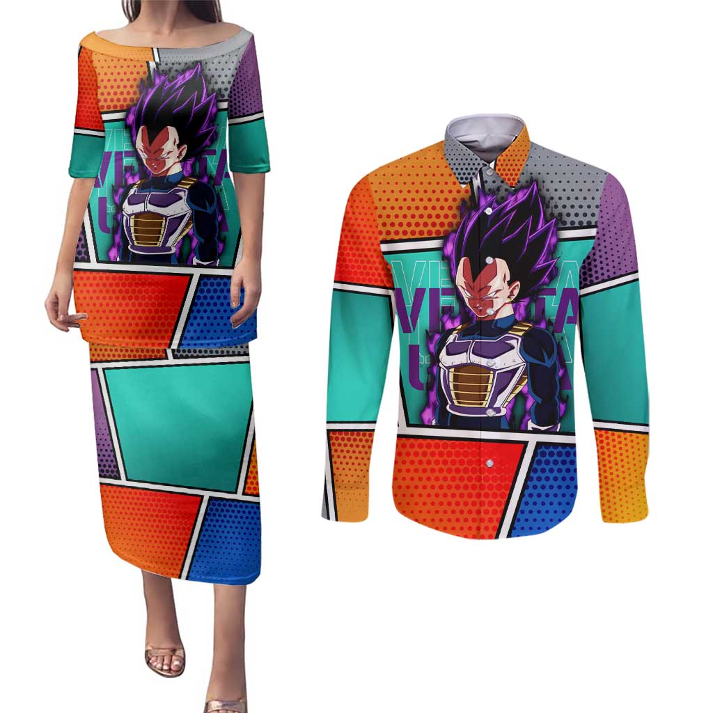 - Dragon Ball Couples Matching Puletasi and Long Sleeve Button Shirt Anime Style