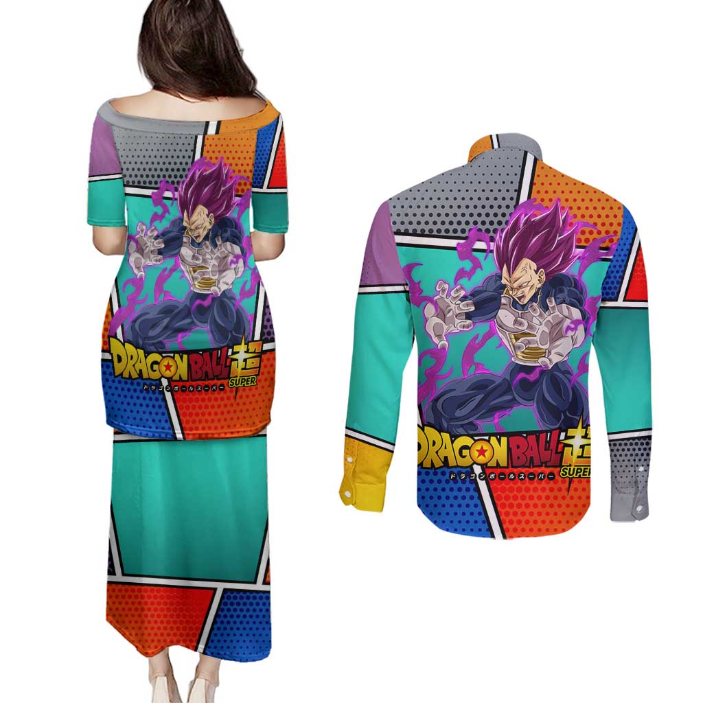 - Dragon Ball Couples Matching Puletasi and Long Sleeve Button Shirt Anime Style