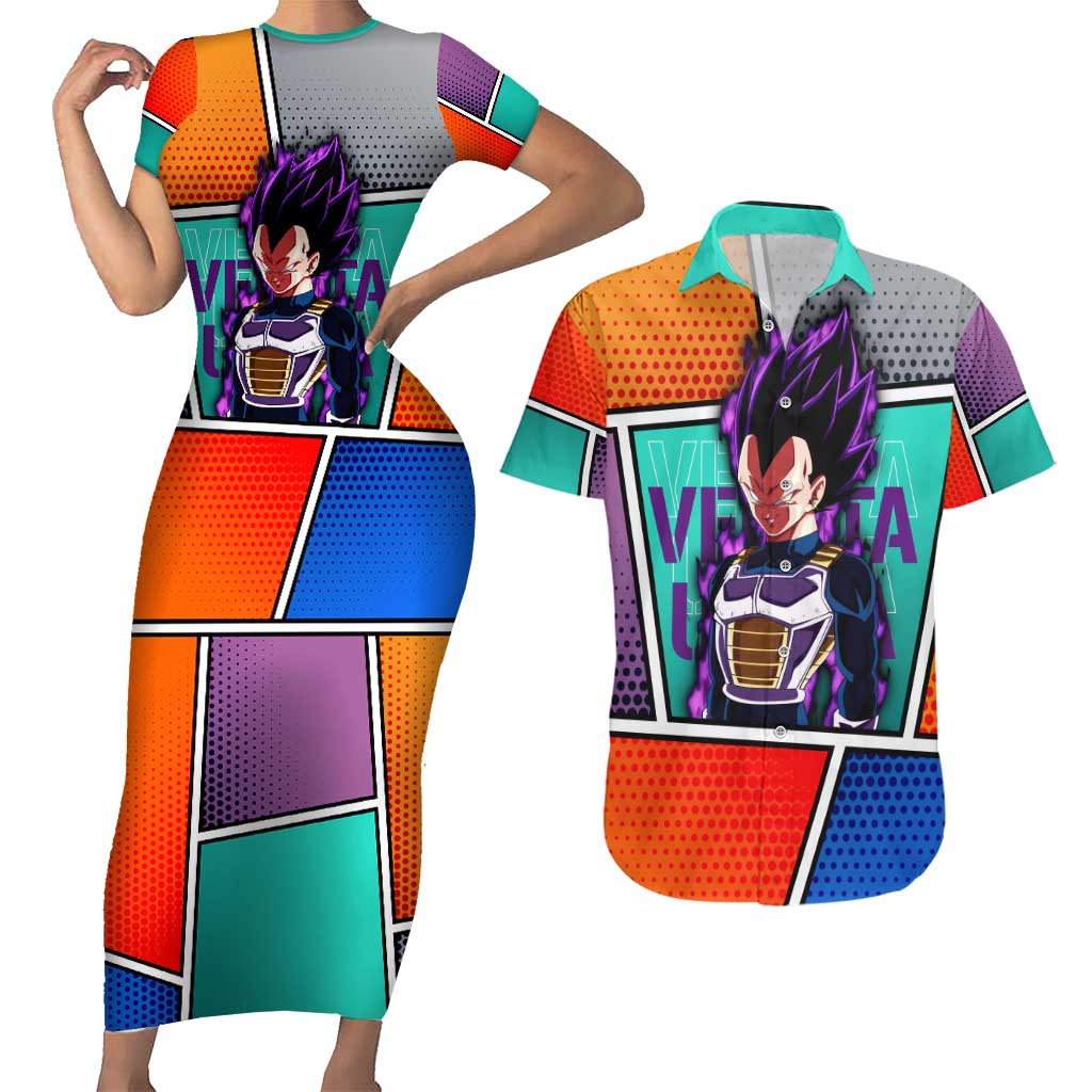 - Dragon Ball Couples Matching Short Sleeve Bodycon Dress and Hawaiian Shirt Anime Style