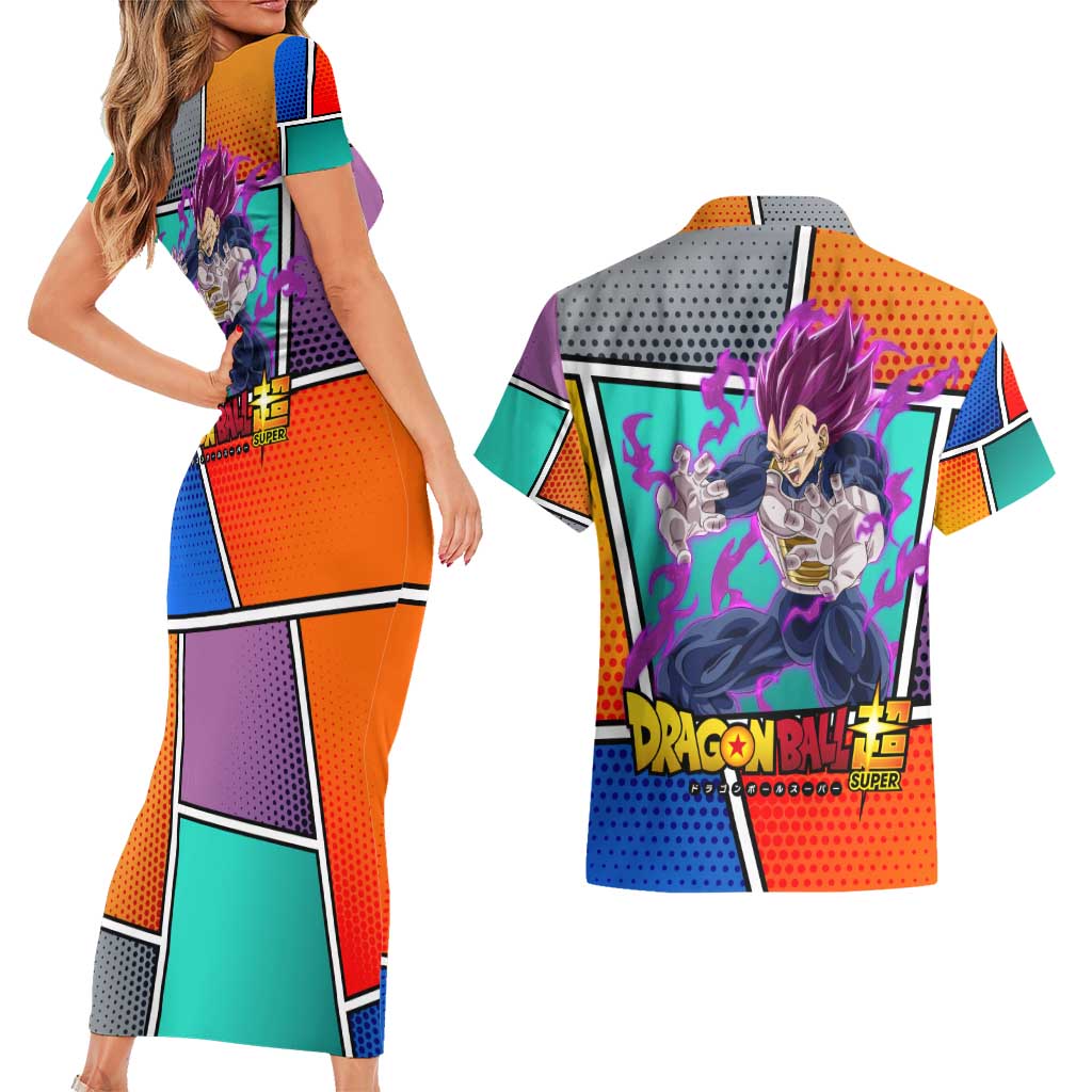 - Dragon Ball Couples Matching Short Sleeve Bodycon Dress and Hawaiian Shirt Anime Style
