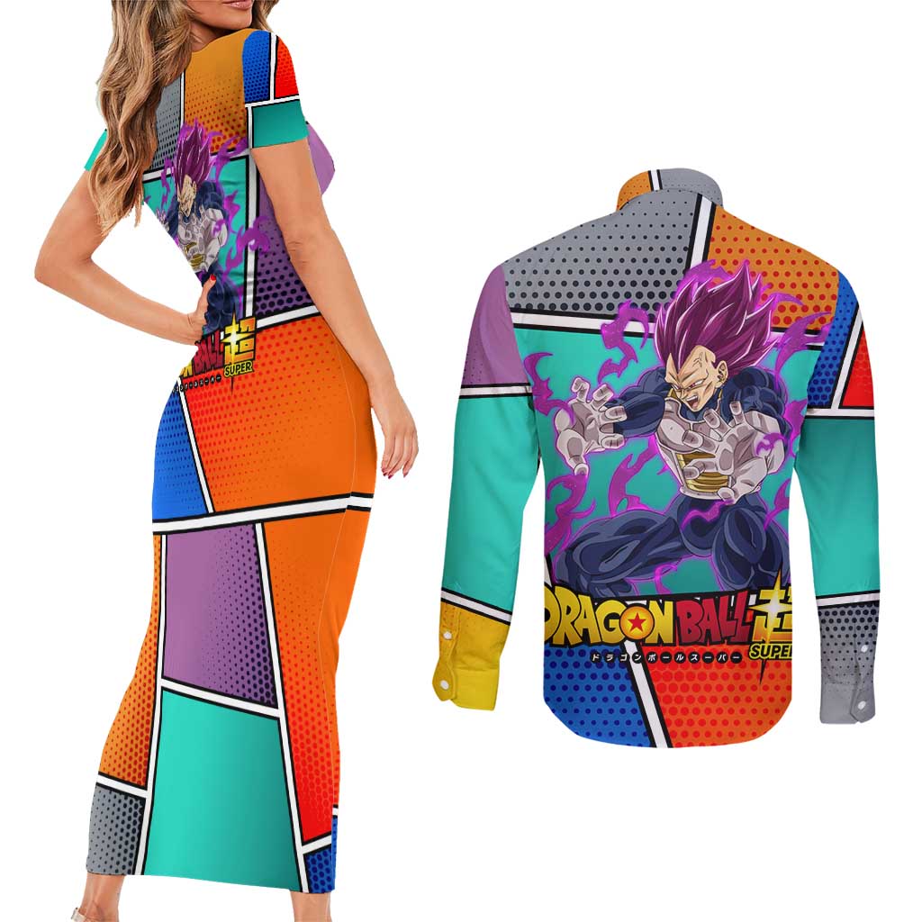 - Dragon Ball Couples Matching Short Sleeve Bodycon Dress and Long Sleeve Button Shirt Anime Style