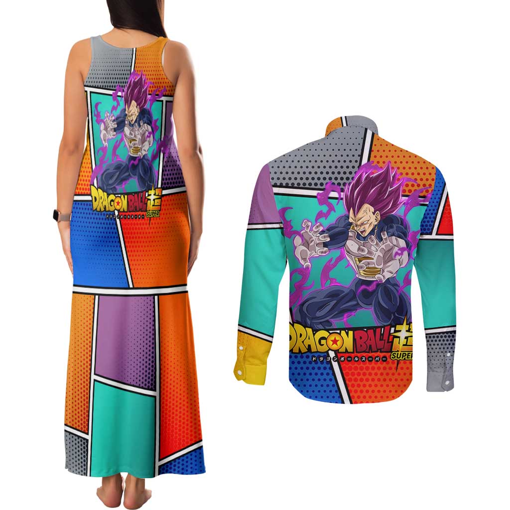 - Dragon Ball Couples Matching Tank Maxi Dress and Long Sleeve Button Shirt Anime Style