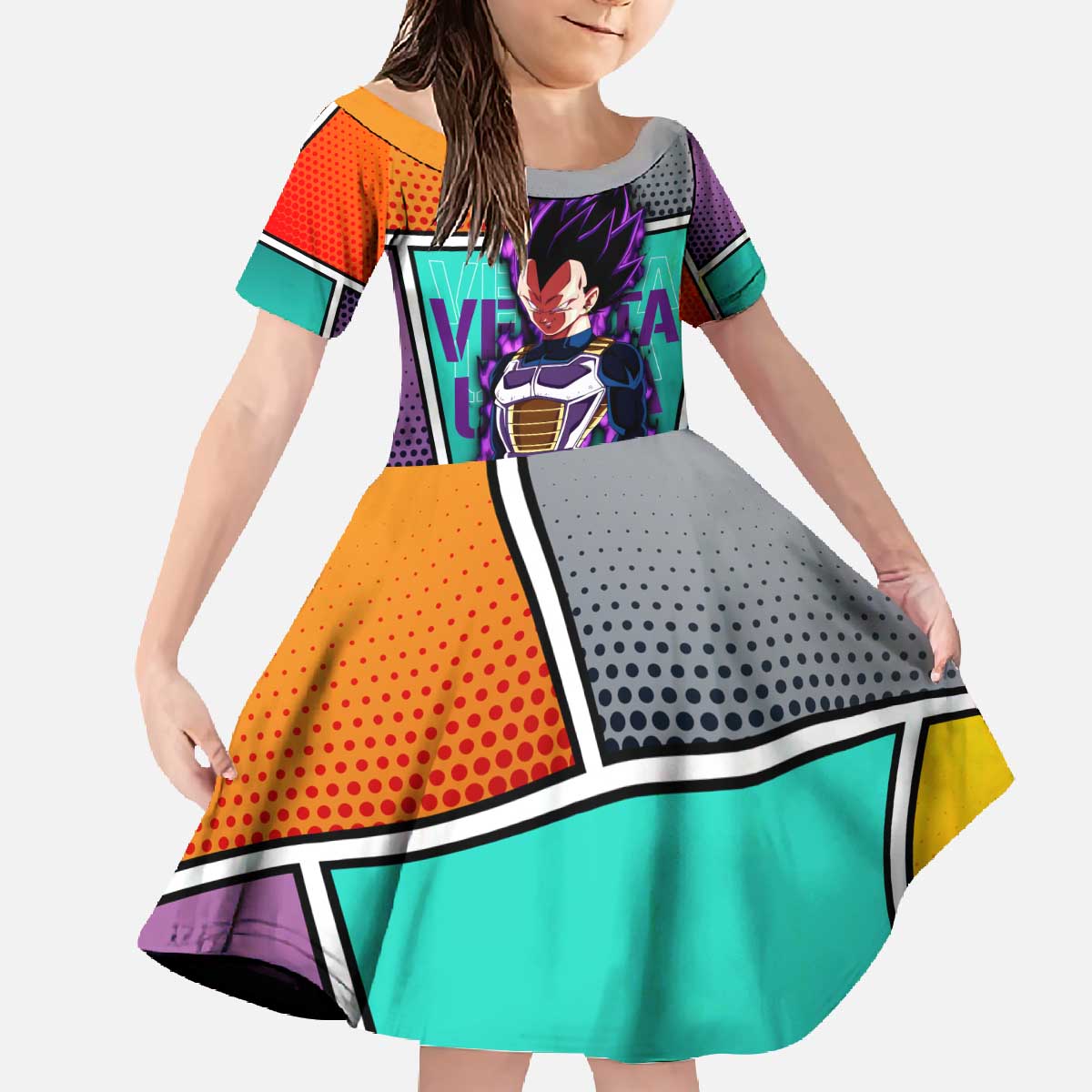 - Dragon Ball Family Matching Off The Shoulder Long Sleeve Dress and Hawaiian Shirt Anime Style
