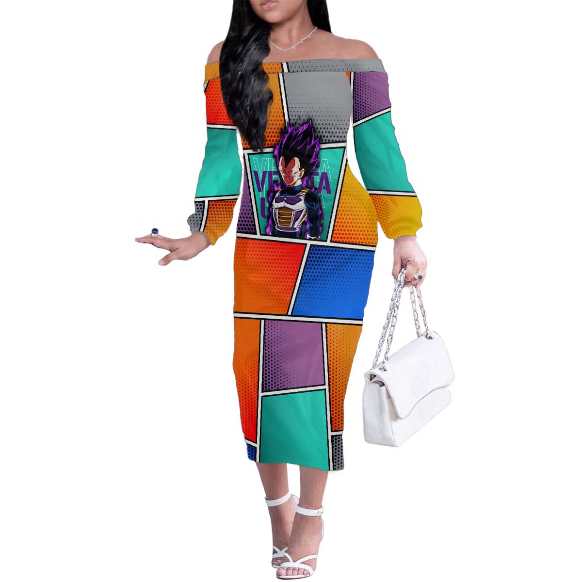 - Dragon Ball Family Matching Off The Shoulder Long Sleeve Dress and Hawaiian Shirt Anime Style