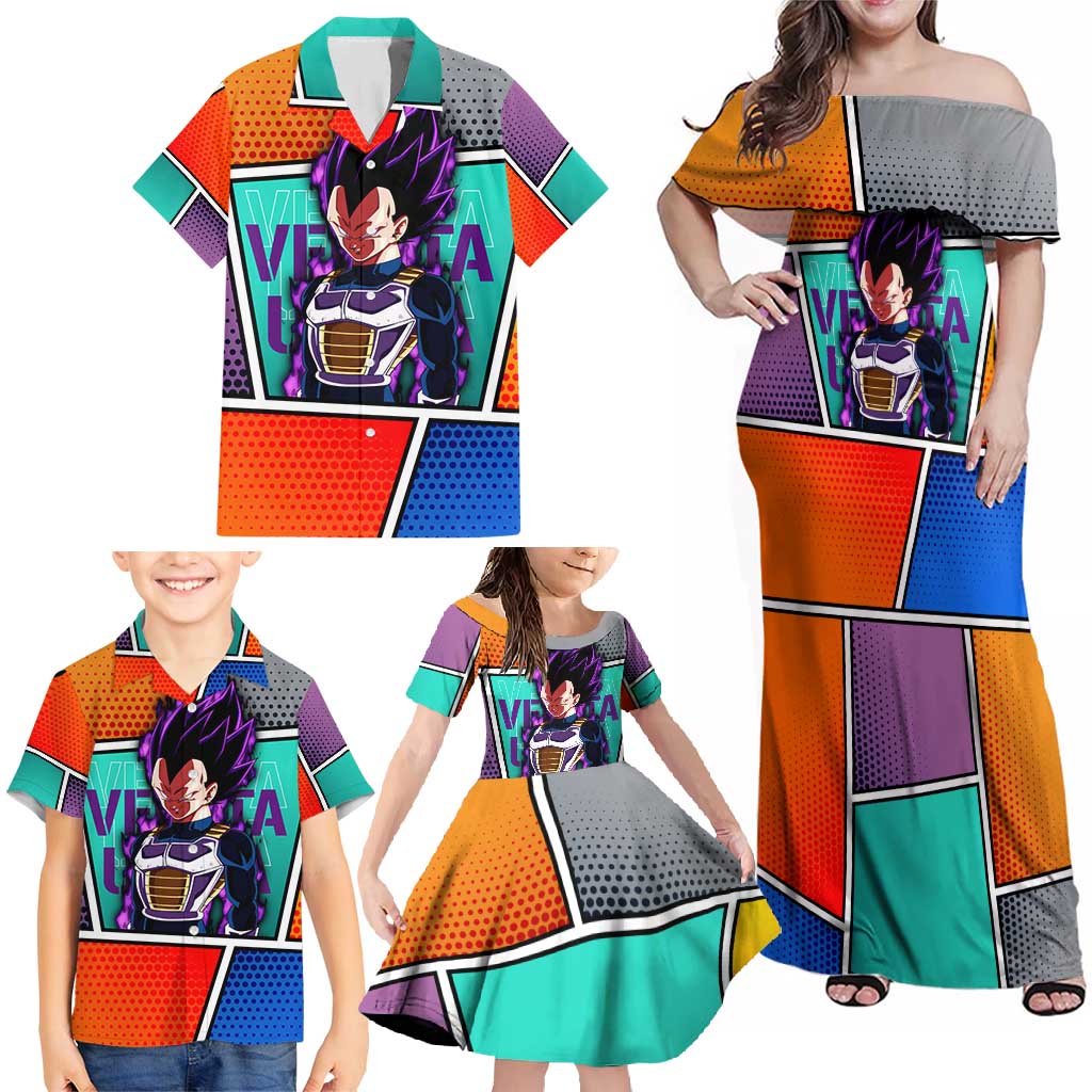 - Dragon Ball Family Matching Off Shoulder Maxi Dress and Hawaiian Shirt Anime Style