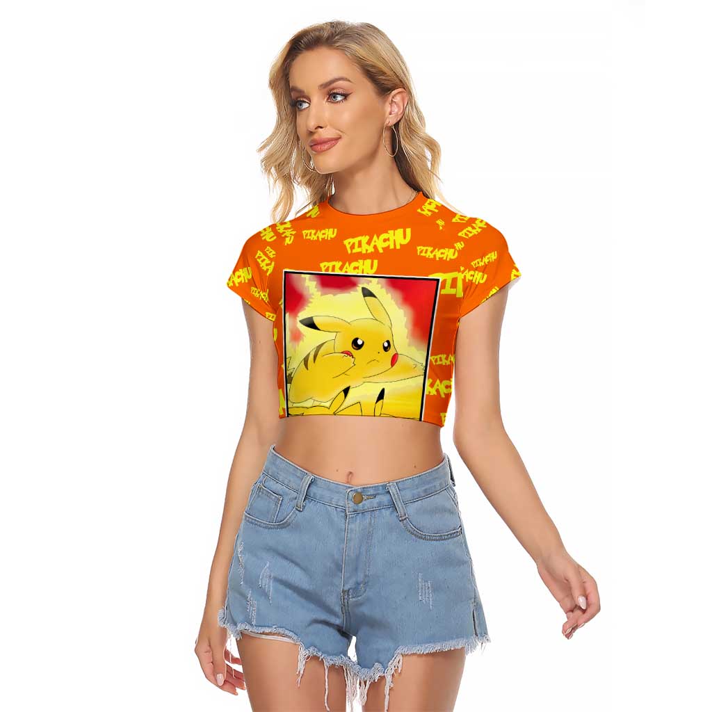Pika Pika Chu - Pokémon Raglan Cropped T Shirt Anime Style