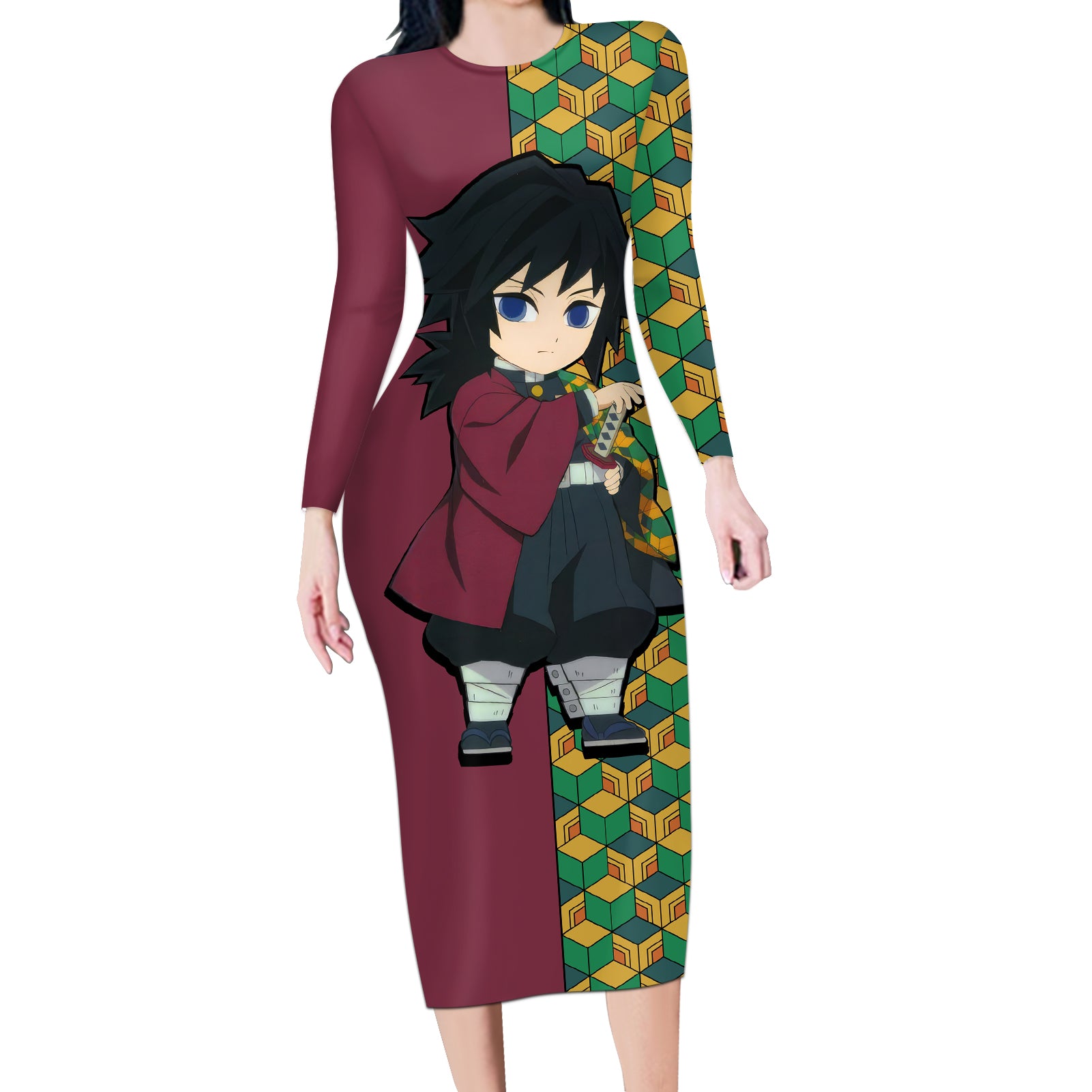 Giyuu Long Sleeve Bodycon Dress Demon Slayer Funny Style