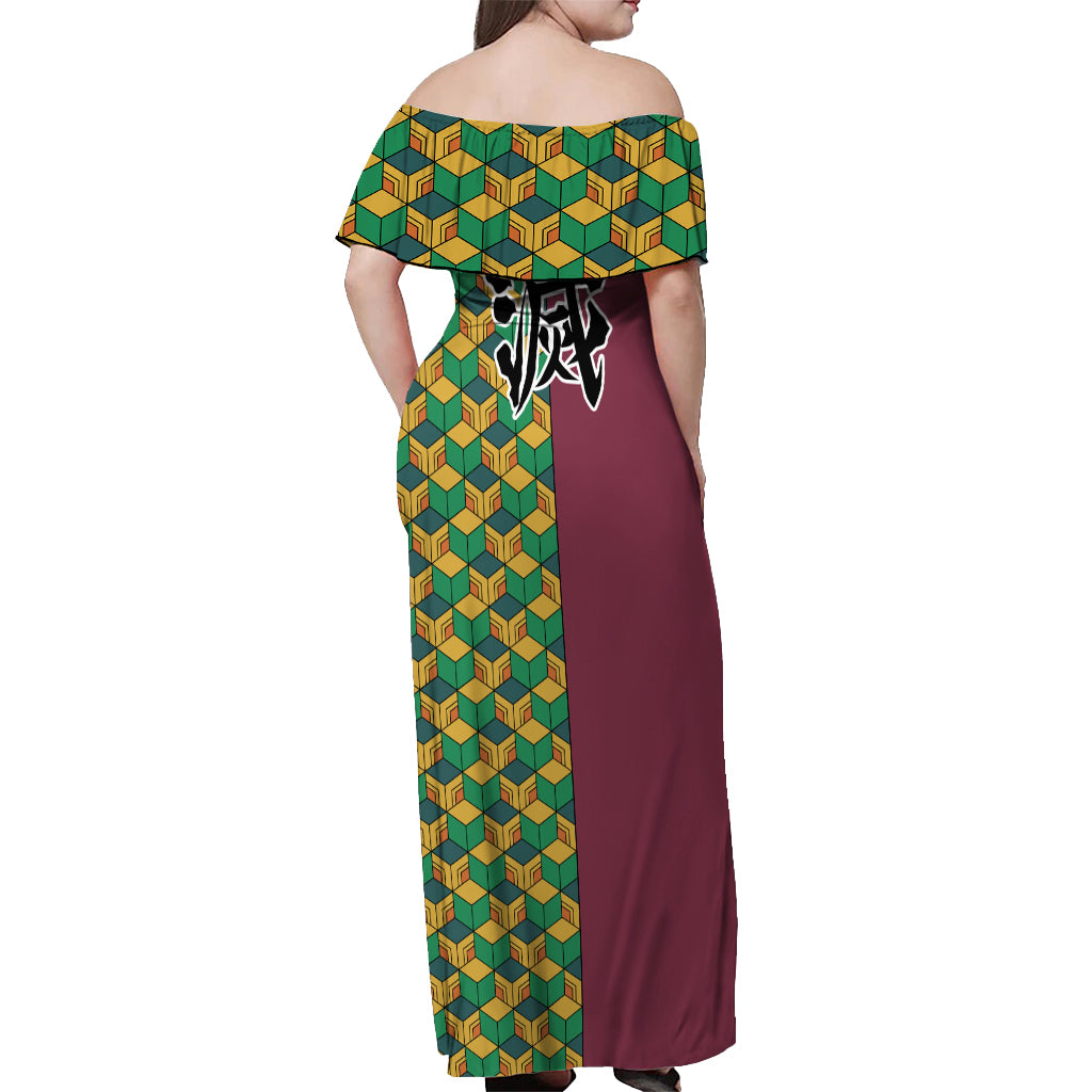 Giyuu Off Shoulder Maxi Dress Demon Slayer Funny Style