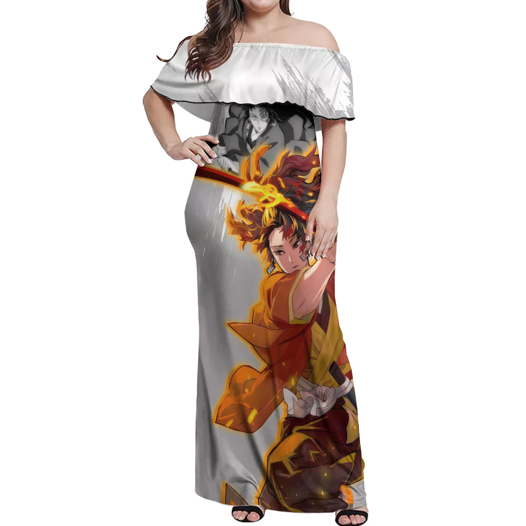 Yoriichi Tsugikuni Off Shoulder Maxi Dress Demon Slayer