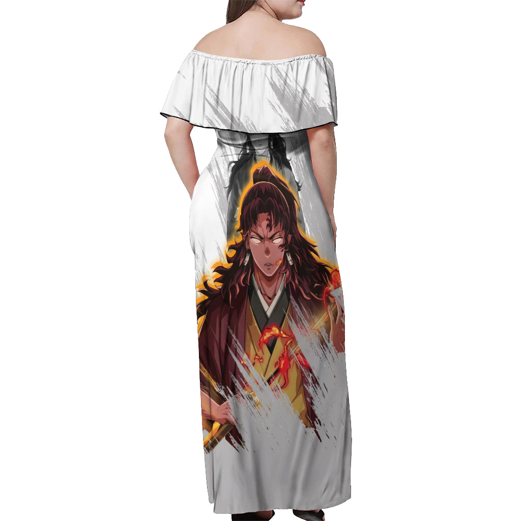 Yoriichi Tsugikuni Off Shoulder Maxi Dress Demon Slayer