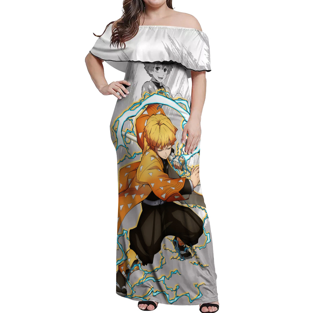 Zenitsu Off Shoulder Maxi Dress Demon Slayer