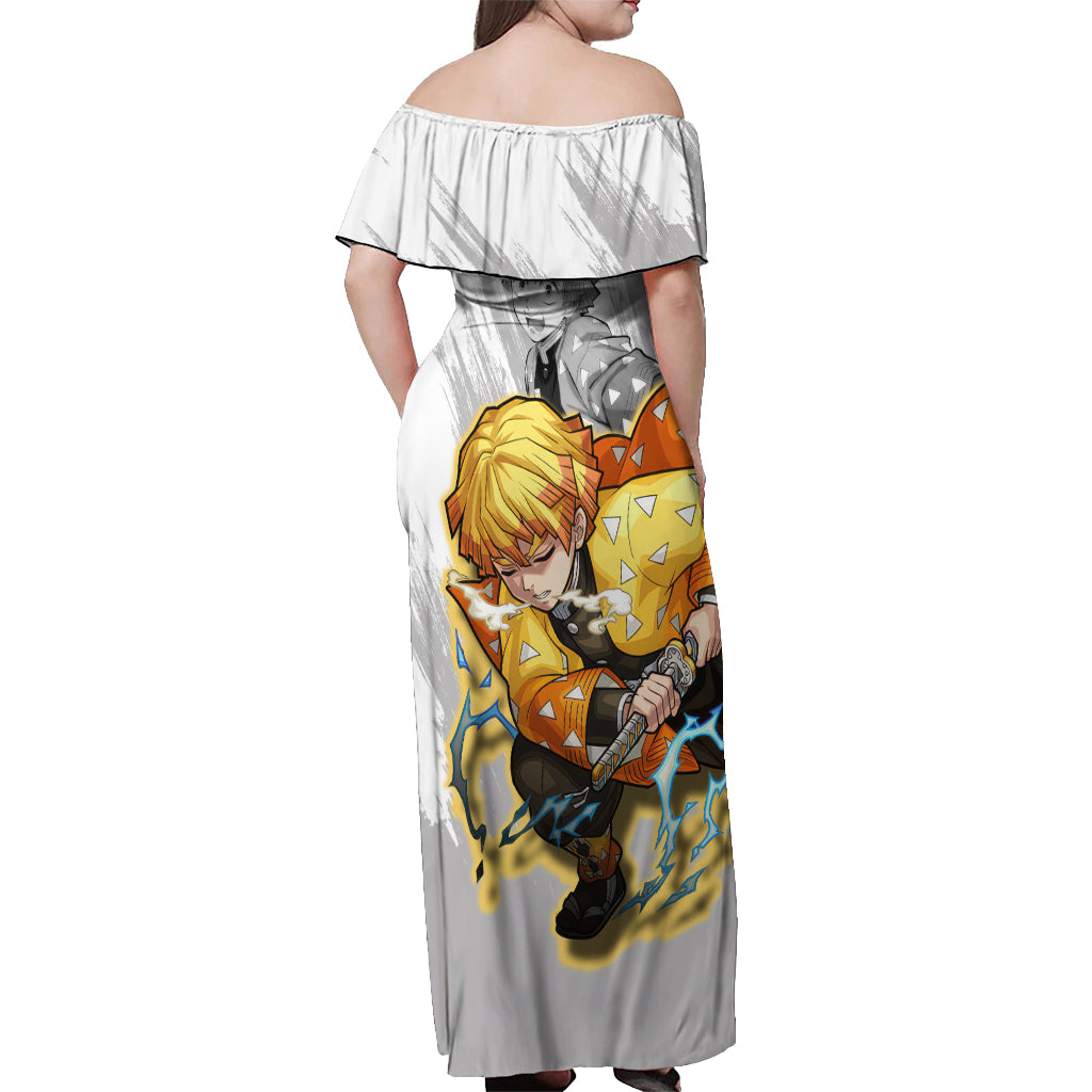Zenitsu Off Shoulder Maxi Dress Demon Slayer