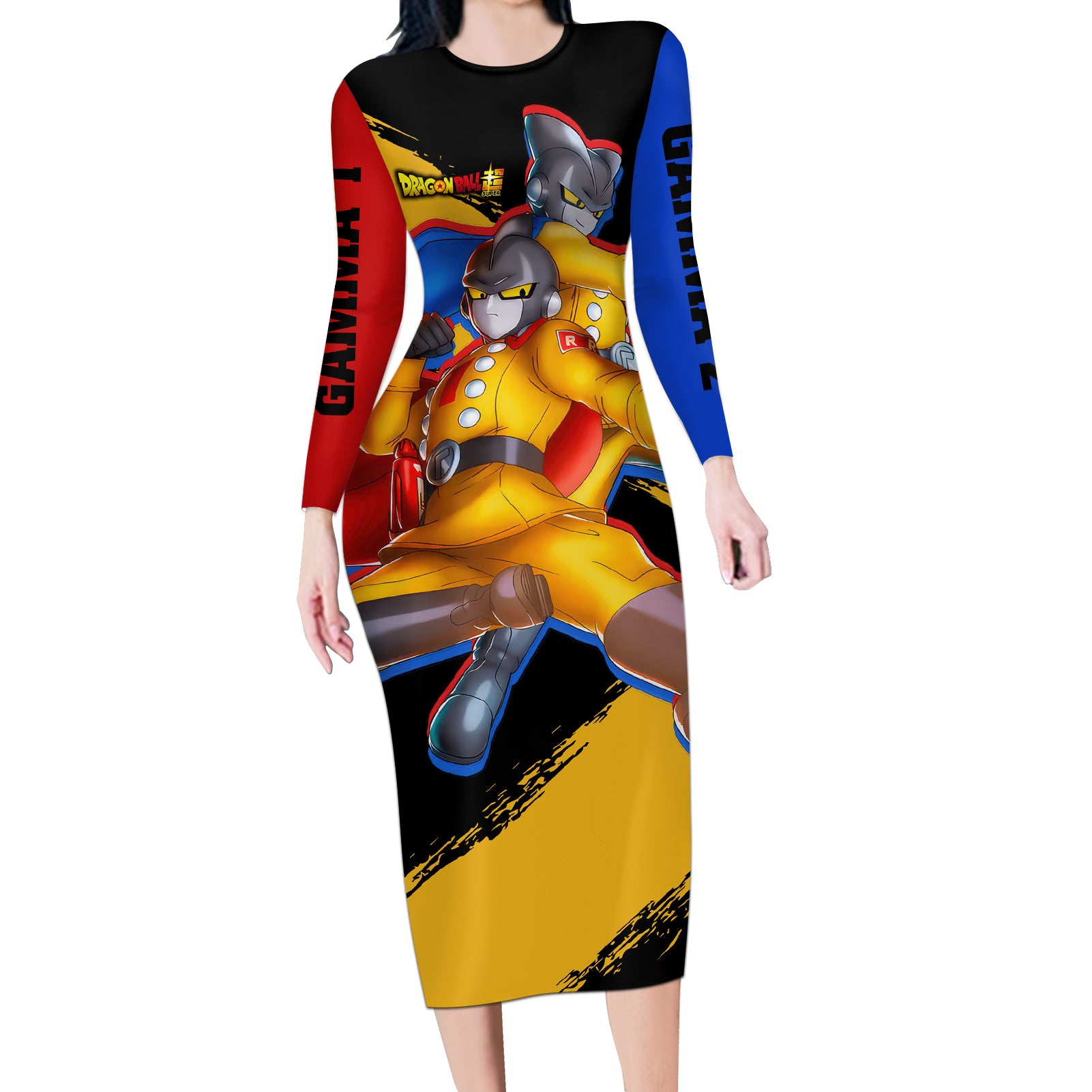 Gamma 1 and Gamma 2 Long Sleeve Bodycon Dress Dragon Ball Super
