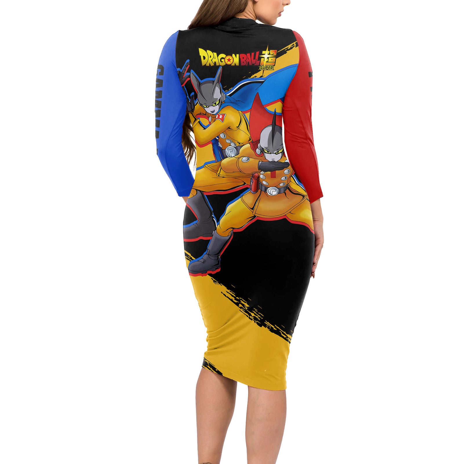 Gamma 1 and Gamma 2 Long Sleeve Bodycon Dress Dragon Ball Super