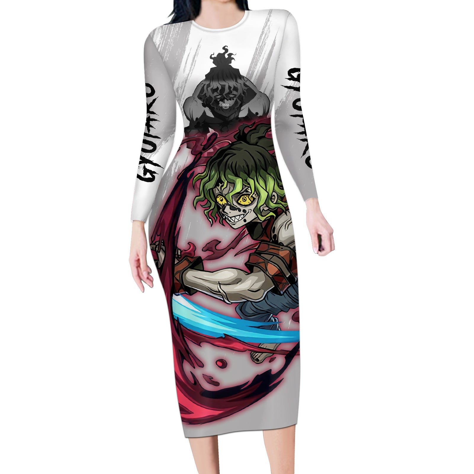 Gyutaro Long Sleeve Bodycon Dress Demon Slayer