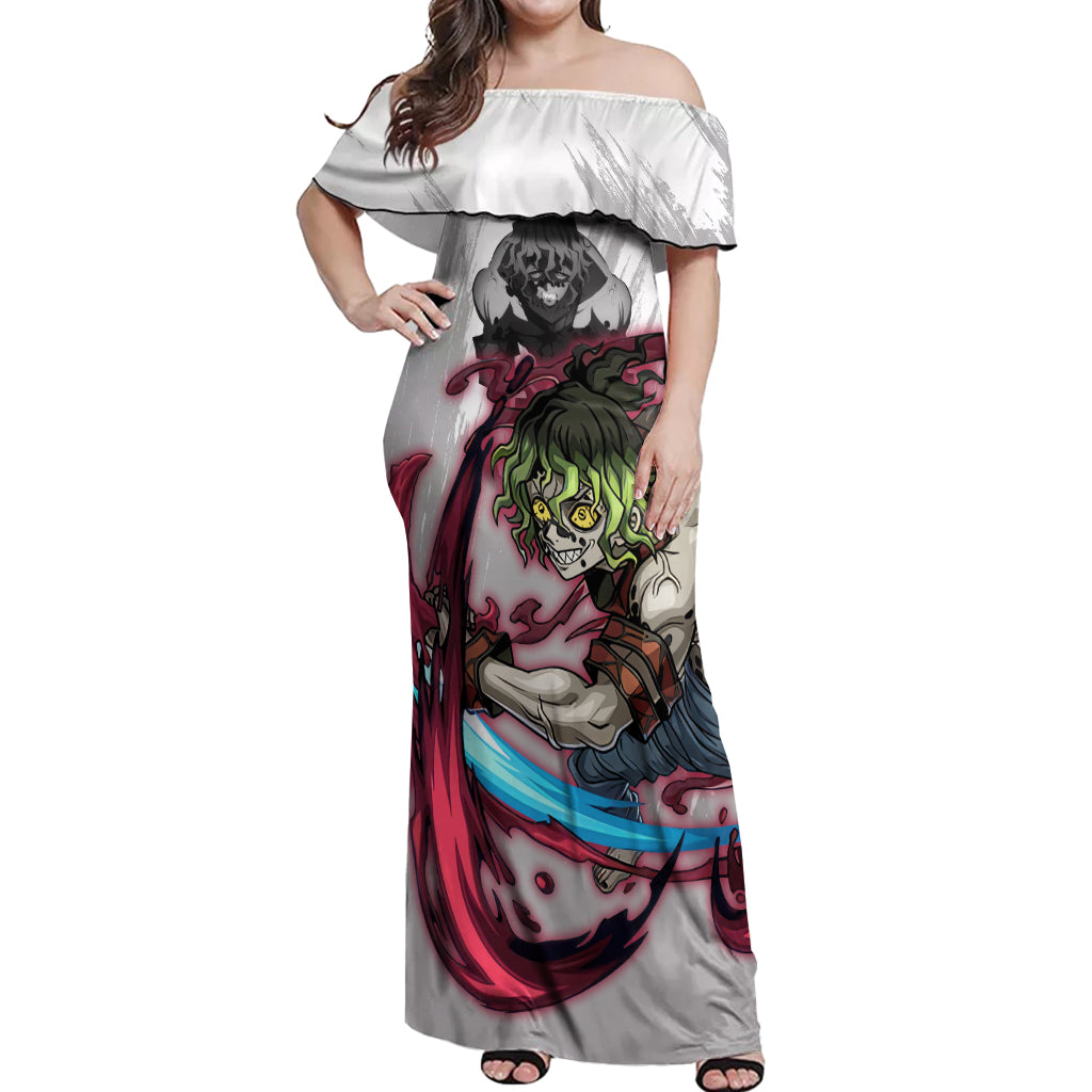 Gyutaro Off Shoulder Maxi Dress Demon Slayer